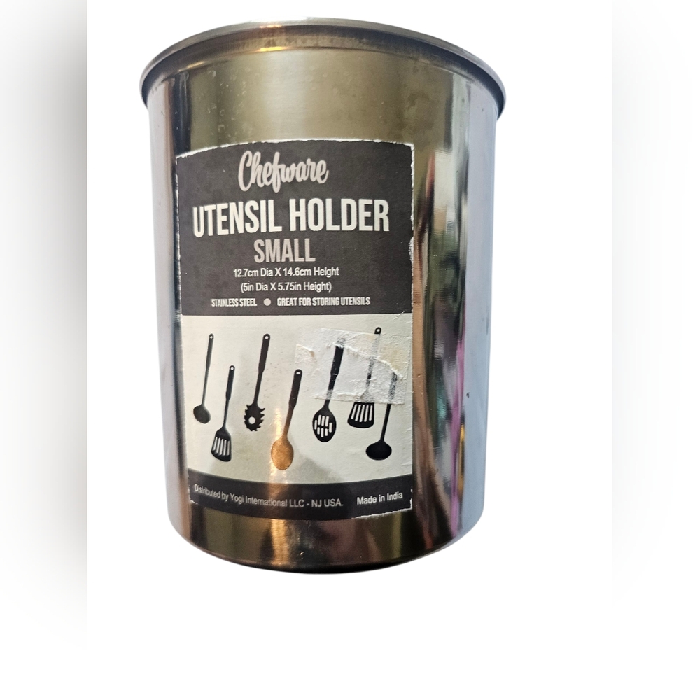 Chefware Small Stainless Steel Cylindrical Utensil Holder 5"×5.75"